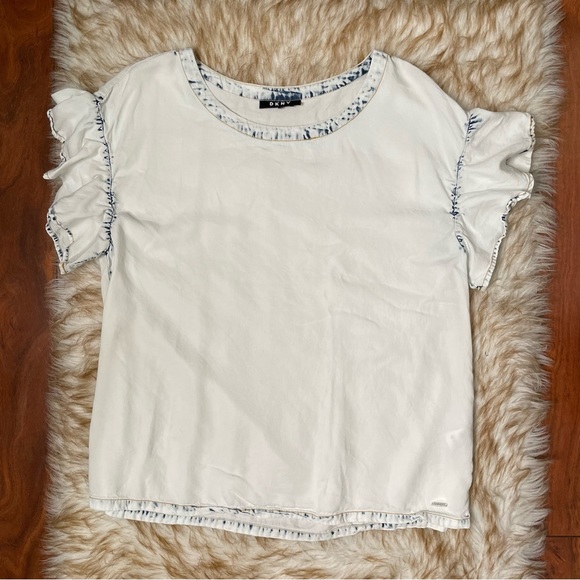 DKNY whitewash chambray popover top - Picture 3 of 6